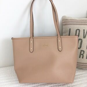 Coach Nude with Shimmer Glitter Leather‎ Tote Bag with Signature Design 5225